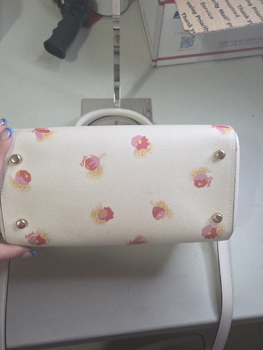 Coach Rowan Cream Floral Mini Satchel with Crossbody Strap - Picture 8 of 8
